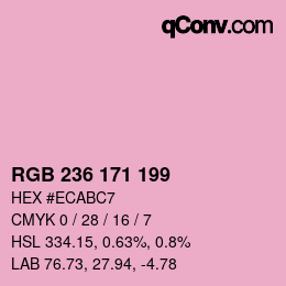 カラーコード: RGB 236 171 199 | qconv.com