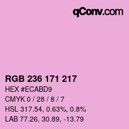 Color code: RGB 236 171 217 | qconv.com