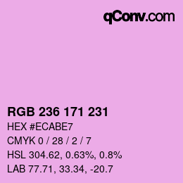 カラーコード: RGB 236 171 231 | qconv.com