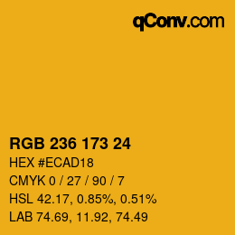 Color code: RGB 236 173 24 | qconv.com