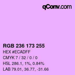 Color code: RGB 236 173 255 | qconv.com