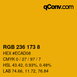 Color code: RGB 236 173 8 | qconv.com