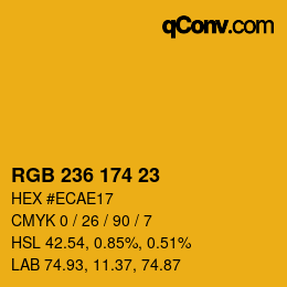 Color code: RGB 236 174 23 | qconv.com