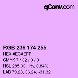 Color code: RGB 236 174 255 | qconv.com