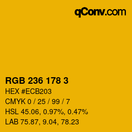 カラーコード: RGB 236 178 3 | qconv.com