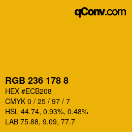 カラーコード: RGB 236 178 8 | qconv.com