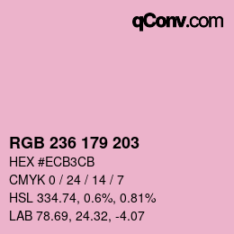 Código de color: RGB 236 179 203 | qconv.com