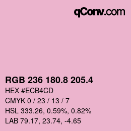 カラーコード: RGB 236 180.8 205.4 | qconv.com