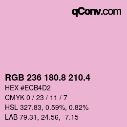 カラーコード: RGB 236 180.8 210.4 | qconv.com