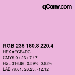カラーコード: RGB 236 180.8 220.4 | qconv.com