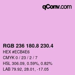カラーコード: RGB 236 180.8 230.4 | qconv.com