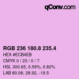 カラーコード: RGB 236 180.8 235.4 | qconv.com