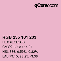 Color code: RGB 236 181 203 | qconv.com