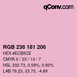 Color code: RGB 236 181 206 | qconv.com
