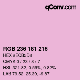 Color code: RGB 236 181 216 | qconv.com