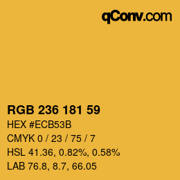 Color code: RGB 236 181 59 | qconv.com