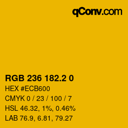 カラーコード: RGB 236 182.2 0 | qconv.com