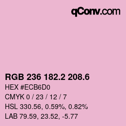 カラーコード: RGB 236 182.2 208.6 | qconv.com