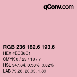 カラーコード: RGB 236 182.6 193.6 | qconv.com