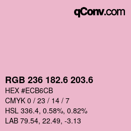 カラーコード: RGB 236 182.6 203.6 | qconv.com