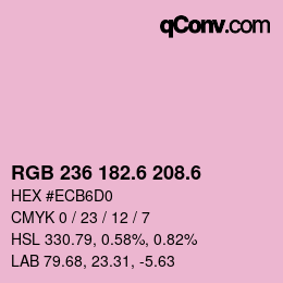 カラーコード: RGB 236 182.6 208.6 | qconv.com