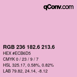 カラーコード: RGB 236 182.6 213.6 | qconv.com