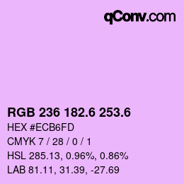 カラーコード: RGB 236 182.6 253.6 | qconv.com