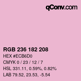 Color code: RGB 236 182 208 | qconv.com