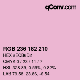 Color code: RGB 236 182 210 | qconv.com