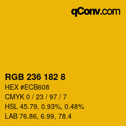 カラーコード: RGB 236 182 8 | qconv.com