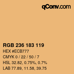 カラーコード: RGB 236 183 119 | qconv.com