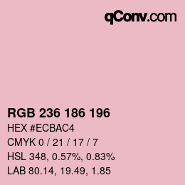 Color code: RGB 236 186 196 | qconv.com