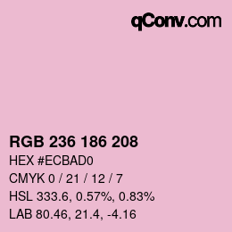 Color code: RGB 236 186 208 | qconv.com