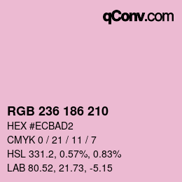 Color code: RGB 236 186 210 | qconv.com
