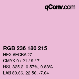 Color code: RGB 236 186 215 | qconv.com