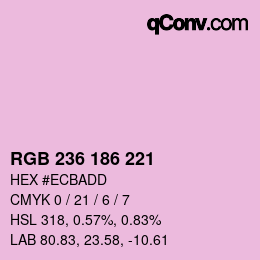 Color code: RGB 236 186 221 | qconv.com