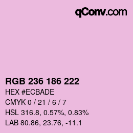 Color code: RGB 236 186 222 | qconv.com