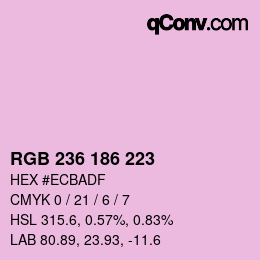 Color code: RGB 236 186 223 | qconv.com