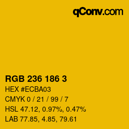 Color code: RGB 236 186 3 | qconv.com