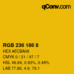 カラーコード: RGB 236 186 8 | qconv.com