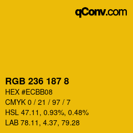 Farbcode: RGB 236 187 8 | qconv.com