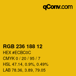 Color code: RGB 236 188 12 | qconv.com