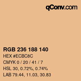 Color code: RGB 236 188 140 | qconv.com