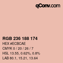 颜色代码: RGB 236 188 174 | qconv.com