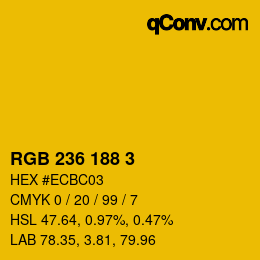 Color code: RGB 236 188 3 | qconv.com