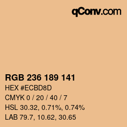 Color code: RGB 236 189 141 | qconv.com