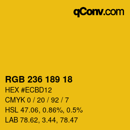 カラーコード: RGB 236 189 18 | qconv.com