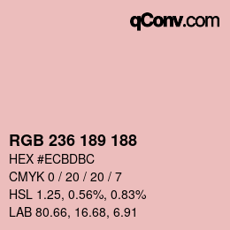 Color code: RGB 236 189 188 | qconv.com