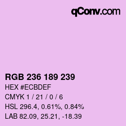 カラーコード: RGB 236 189 239 | qconv.com
