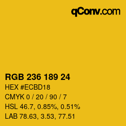 Color code: RGB 236 189 24 | qconv.com